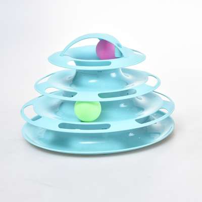 Upgrades Anti-Stucking Head Plastic Pet Roller Tracks 3 Level Turntable Tower Ball Games for Cat Toy